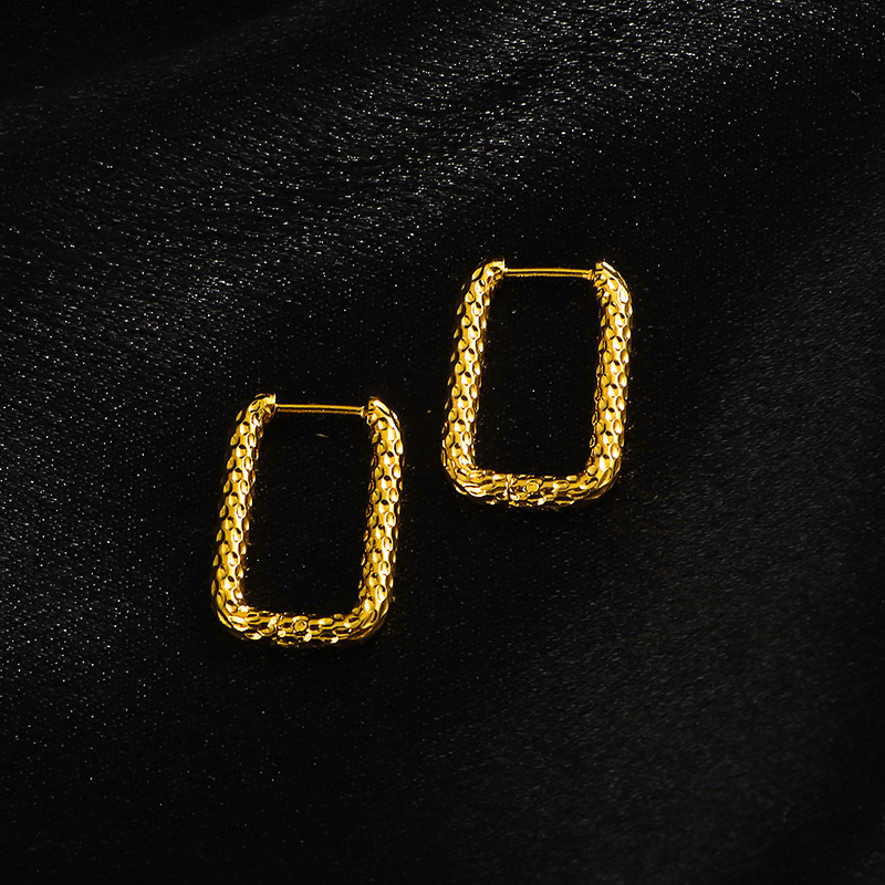 Basic style ear buckles, new fashionable and trendy European and American ins style hammered pattern earrings, titanium steel non-fading earrings and ear rings pic 14