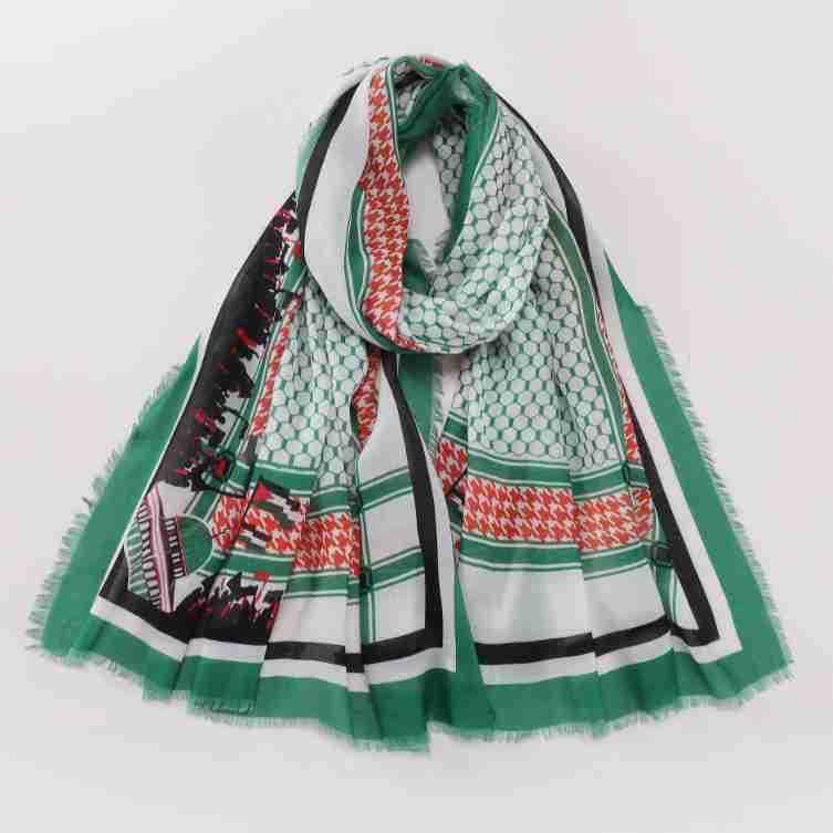 New printed satin polyester Palestinian checkered shawl, retro printed headscarf and scarf wholesale pic 10