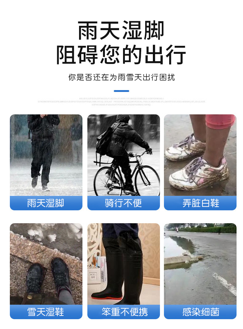 Disposable rain boots shoe covers are waterproof and anti-slip for rainy days. They are made of transparent plastic and have thickened outdoor wear resistance and isolation foot covers for rain protection pic 4