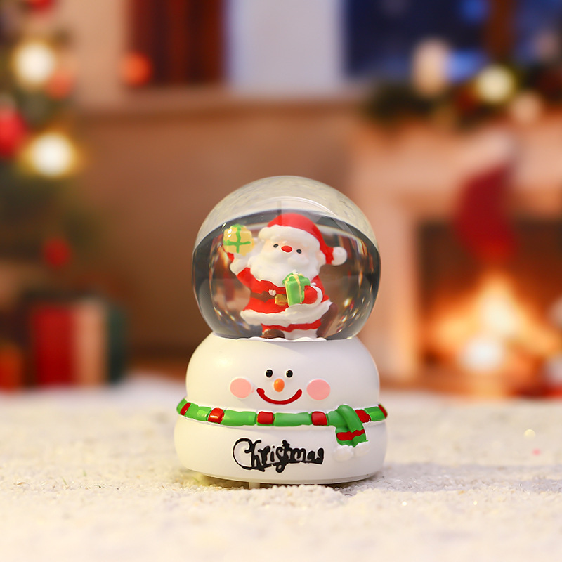 新款圣诞节雪人底座迷你水晶球节日礼物儿童发光音乐盒房间装饰详情13