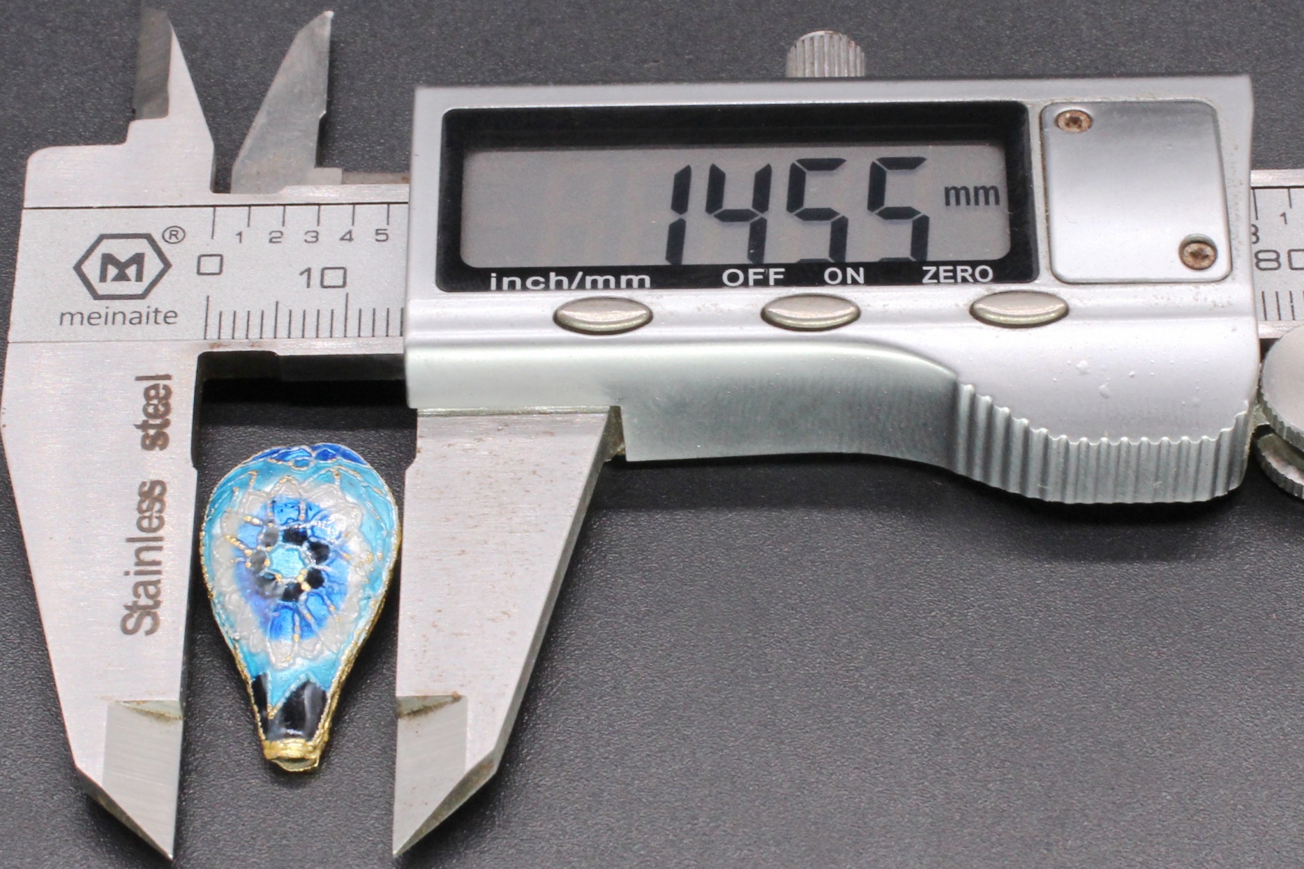 Traditional high-temperature enamel mechanism silver-blue ancient-style jewelry accessory, back cloud partition bead cloisonne 24*15 water drop pic 15