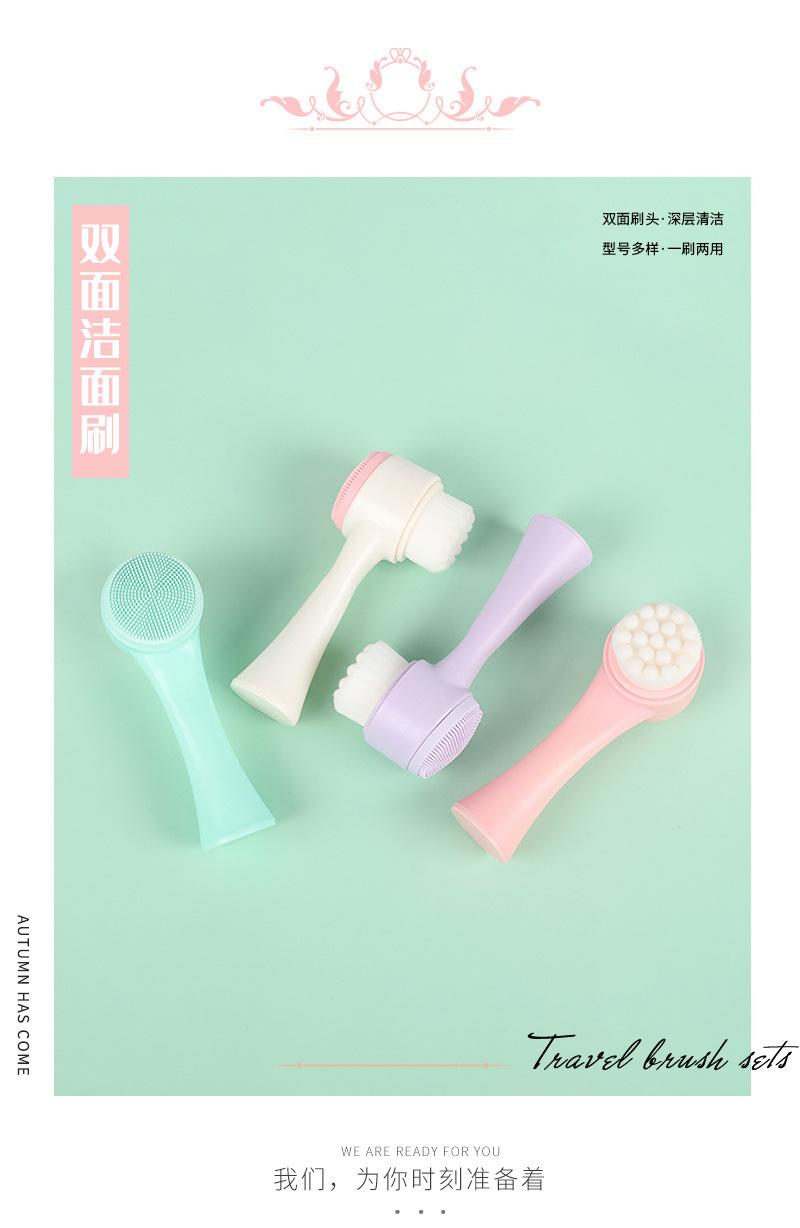 Soft bristle facial cleanser, double-sided brush, facial cleansing brush, manual facial pore deep cleaning wonder, blackhead remover pic 2