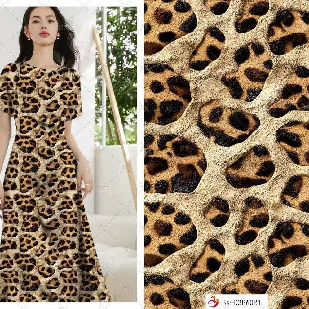 New 3D printed fabric, leopard print premium four-sided elastic clothing fabric, dress fabric, cross-border Amazon pic 6