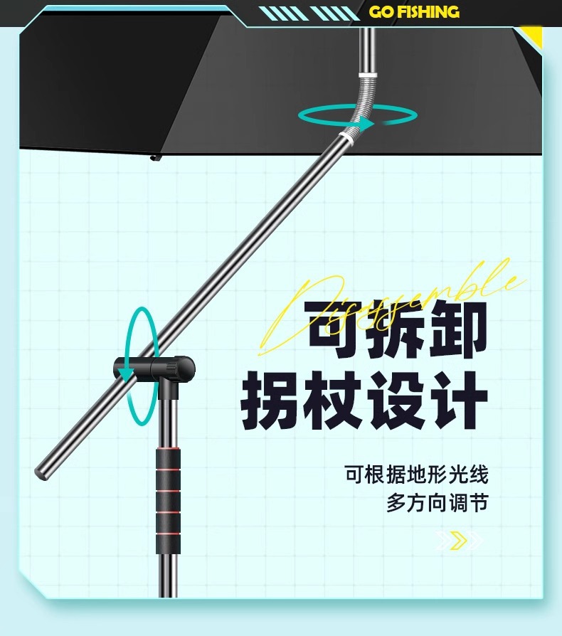 2024新款钓鱼伞户外专用拐杖大钓伞防暴雨加厚防晒防雨垂钓遮阳伞详情5