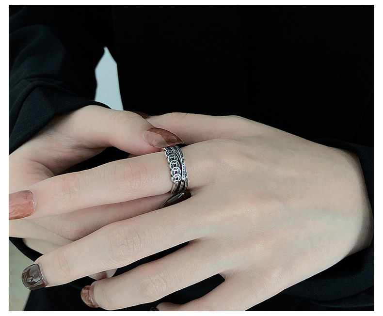 Yunchaoxuan S925 pure silver copper coin ring, retro and aged ethnic style multi-layer wound ring, direct sales from the manufacturer for index fingers pic 12