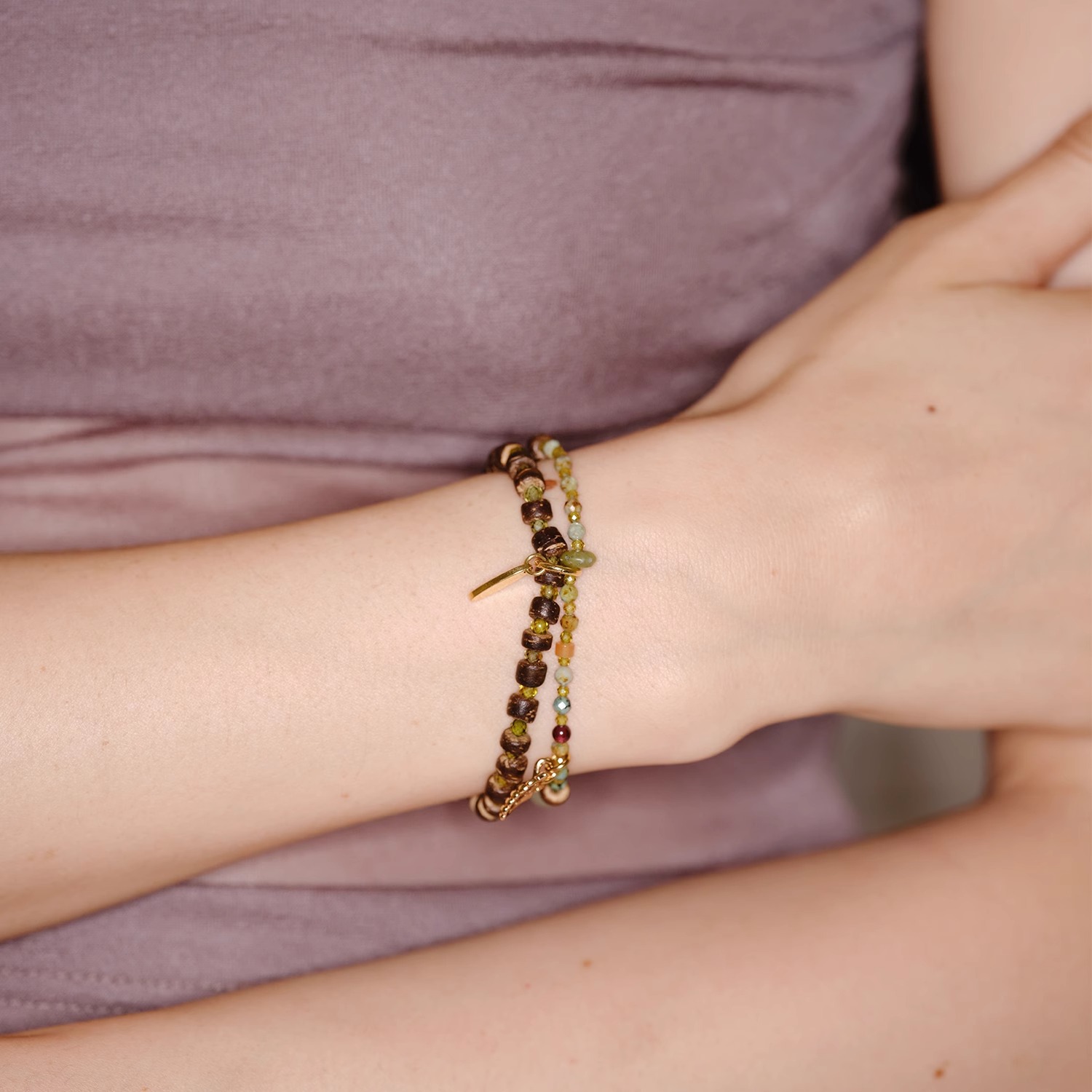 ins椰风葡萄手串多层叠戴天然石串珠双层手链女葡萄园浪漫仲夏夜详情10