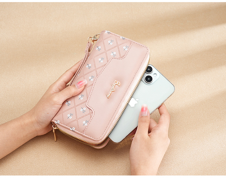 钱包女生长款新款韩版简约拼接手拿包wallet零钱包卡包女士高级感详情38