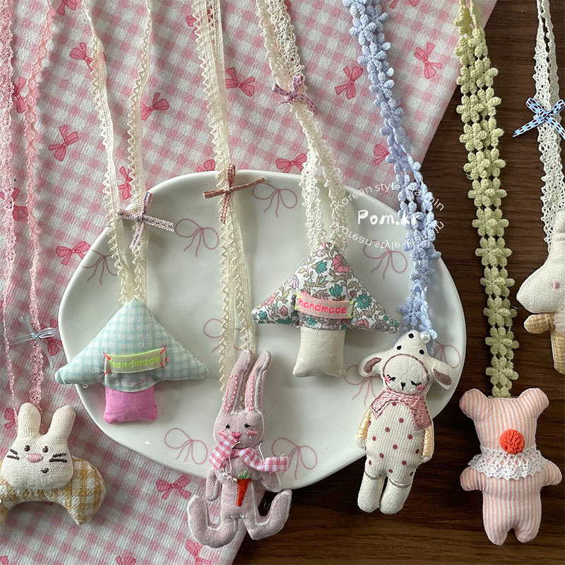 新款韩系卡通公仔项链布艺儿童甜美配饰蝴蝶结挂脖项饰兔兔配饰女详情5