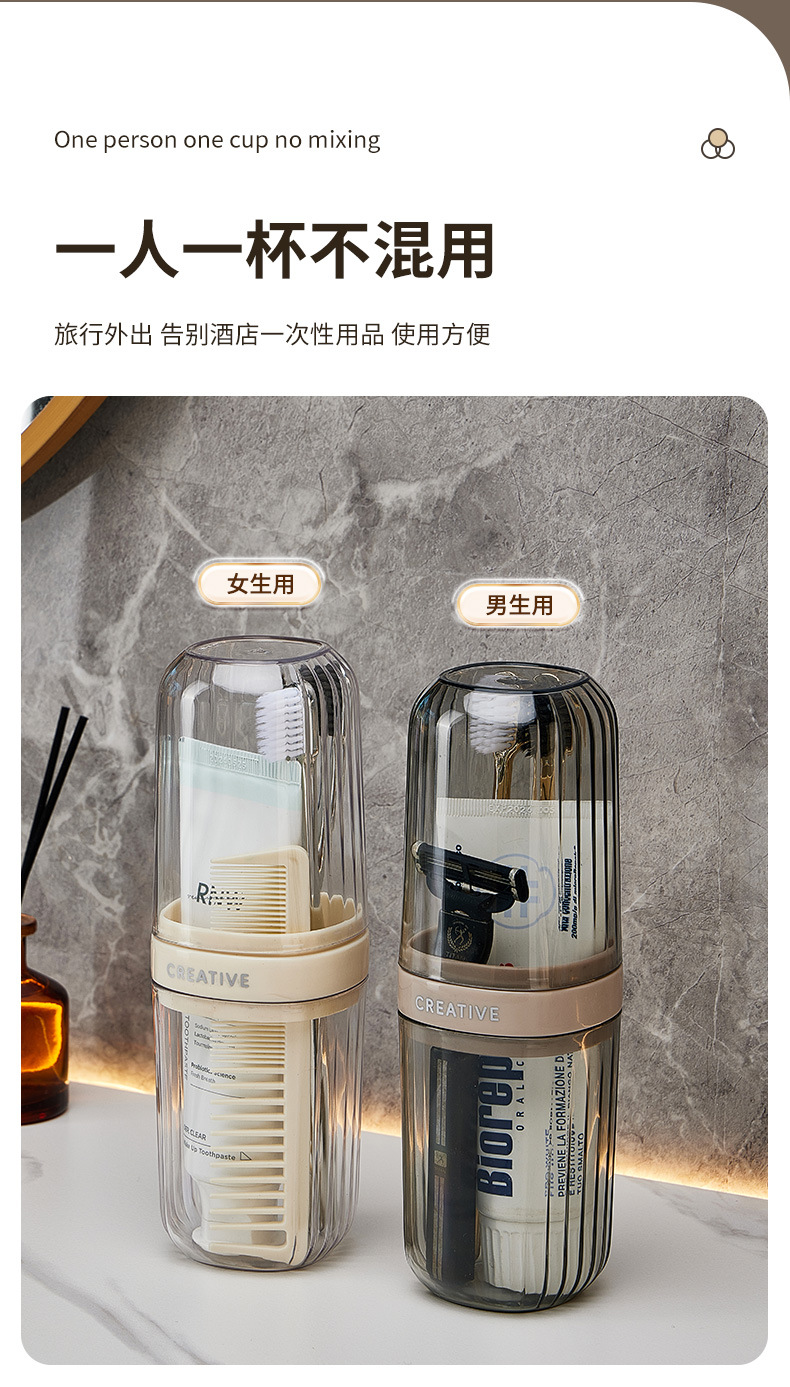 旅行洗漱杯套装旅游必备用品便携牙刷收纳盒洗漱包出差神器漱口杯详情4