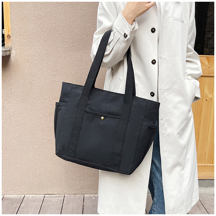 大容量托特帆布包上班外出高颜值通勤百搭文艺学生装书单肩布袋包详情15