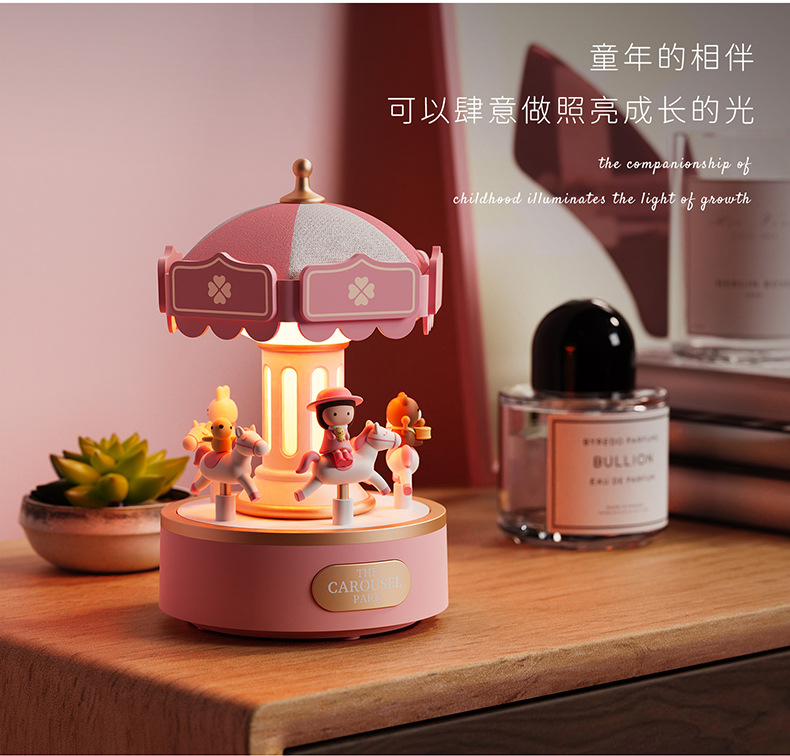 Romantic gifts for couples: Classic Christmas rotating wooden lantern, creative music box, bedside night light, Bluetooth speaker pic 6