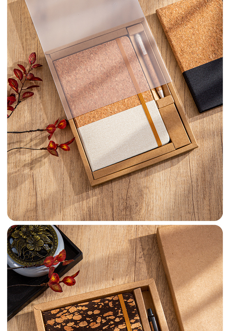 Simple and eco-friendly cork notebook cross-border A5 creative notebook customization office meeting business splicing notebook set pic 16