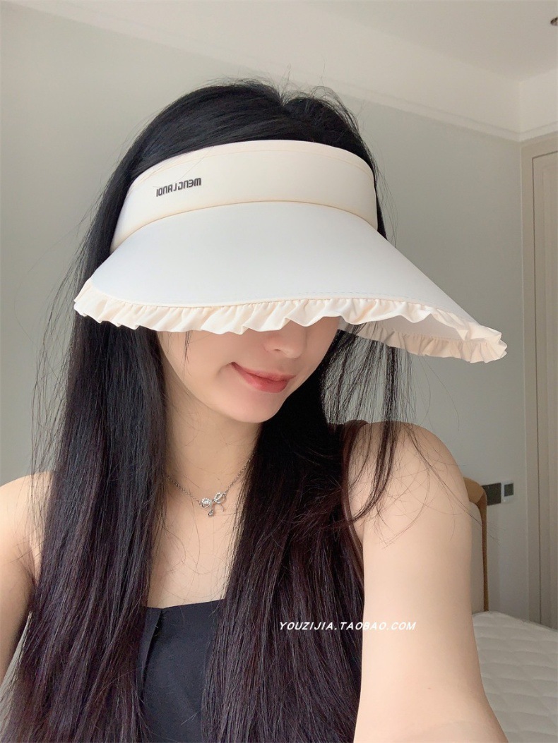 防晒帽女2024新款夏季户外冰丝大檐透气发箍式防紫外线遮阳空顶帽详情6
