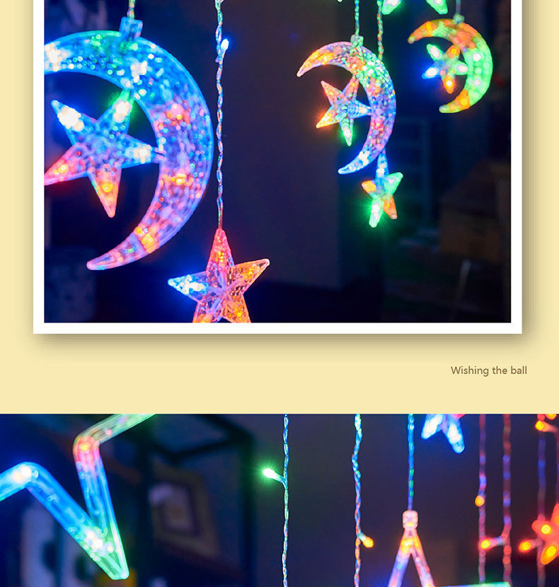 LED月抱星窗帘灯星星灯露营氛围灯卧室装饰生日场景布置满天星灯详情18