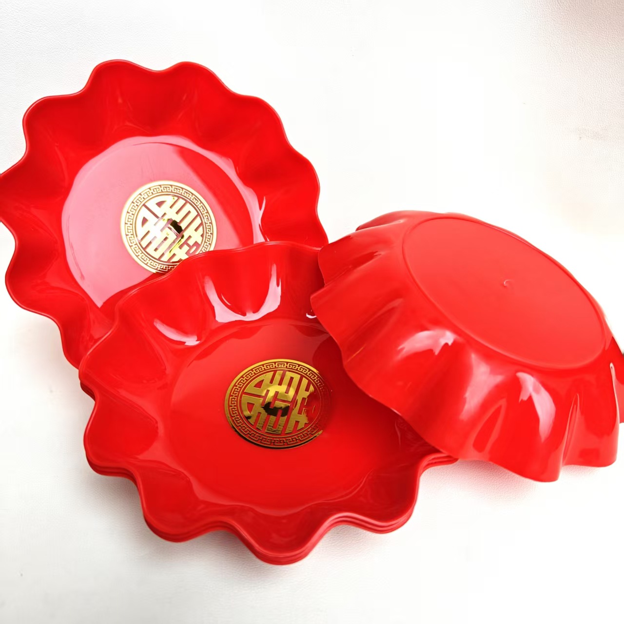 【 Zone 3-7 】323 Double Happiness Plates 750 yuan per box 323 Double Happiness Plates, Red Plates, Fruit Plates, Engagement and Wedding Supplies Plates, Housewarming Plates, household wholesale 2 yuan pic 5