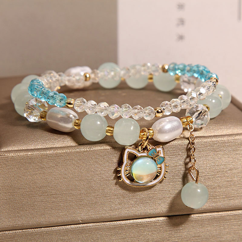 韩国小清新可爱猫咪女童手链网红小女孩水晶手串少女闺蜜学生手环详情6