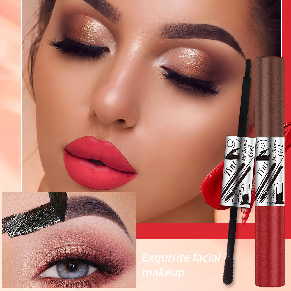 【 Cross-border Exclusive 】QICIY+ Double-Head Peel-off Eyebrow Cream + Peel-off Lip Gloss Waterproof and Non-Removable Makeup wholesale pic 4