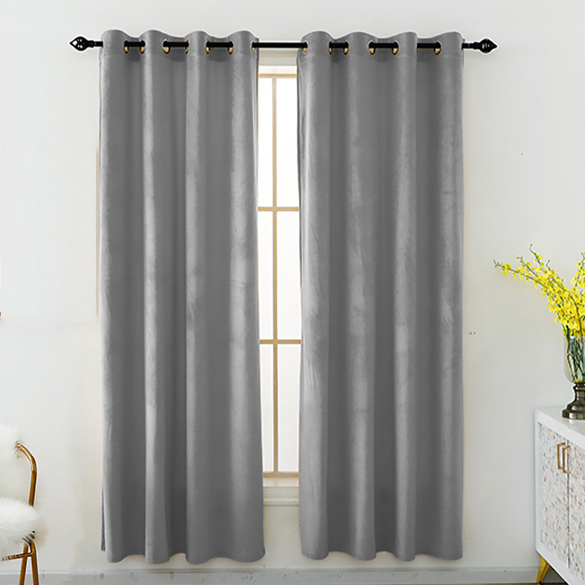 亚马逊跨境绍兴新绒布纯色成品窗帘高遮光防晒遮阳帘外贸专供详情8