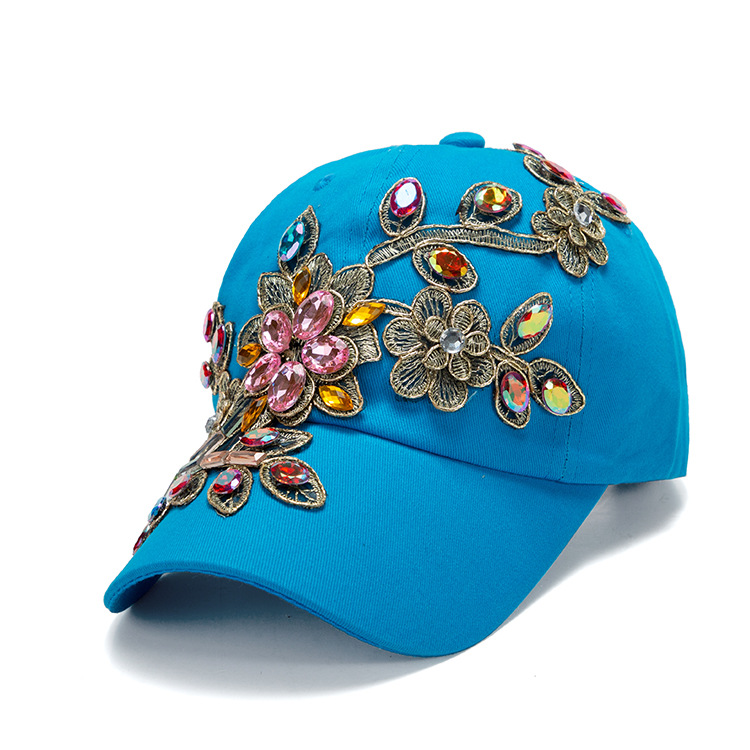 2022 Cotton hats for women, hand-stitched with diamonds, golden edges, louvers, baseball caps, outdoor casual baseball caps for children pic 8