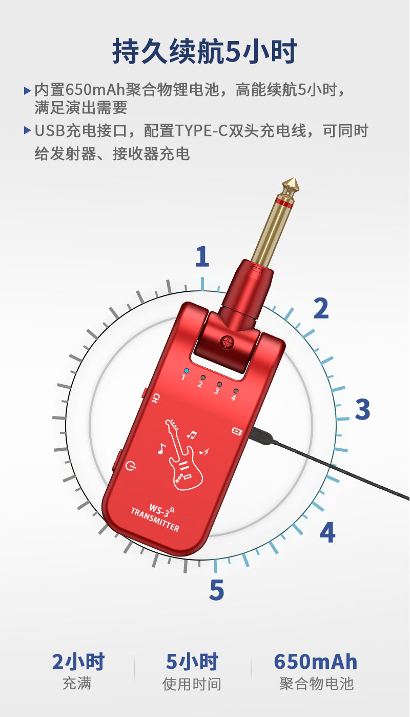 UHF无线音频发射接收器电吉他钢琴吹管架子鼓电子乐器配件收发器详情8