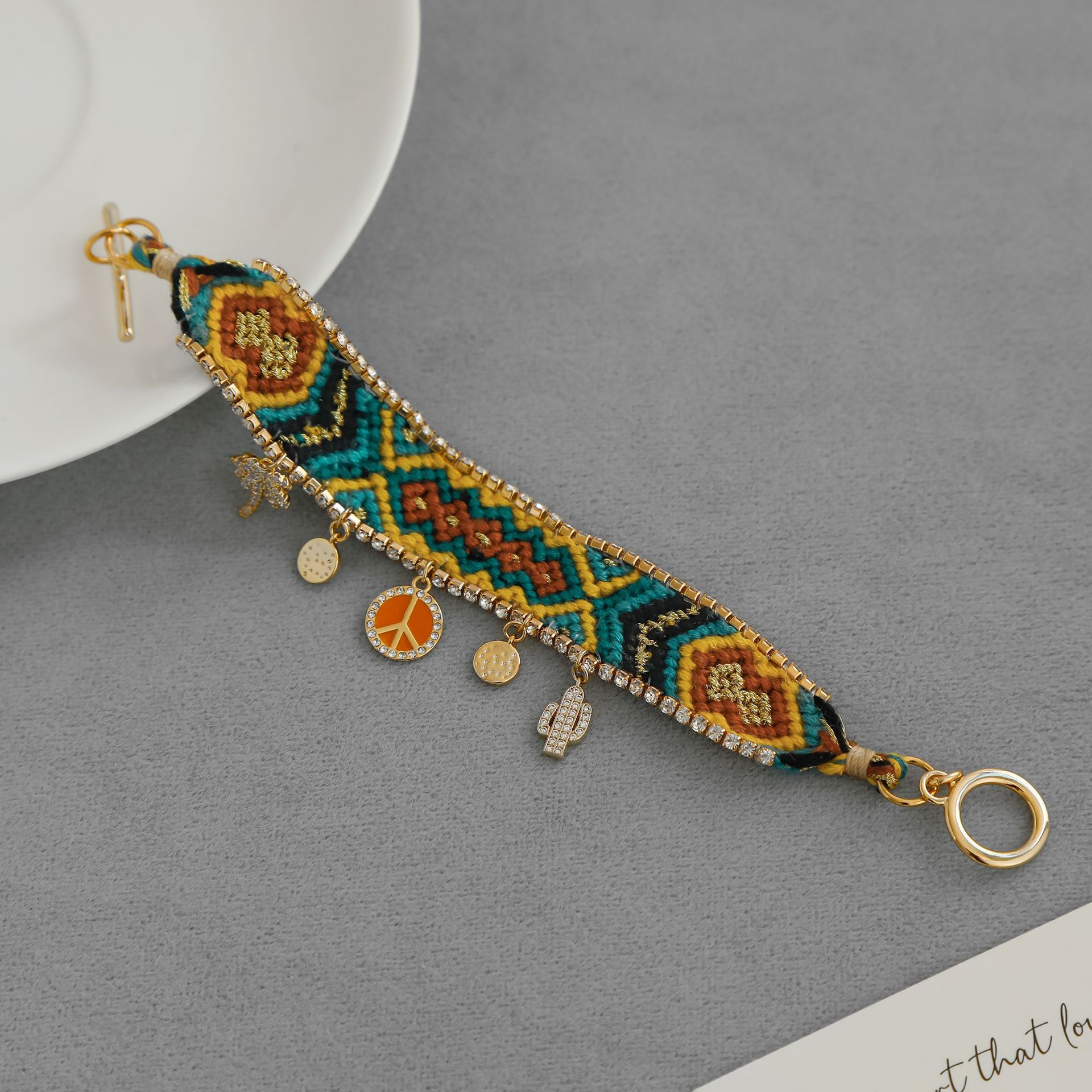 HIP家法式编织手链 波西米亚风民族风小众简约彩色流苏编织手链详情6