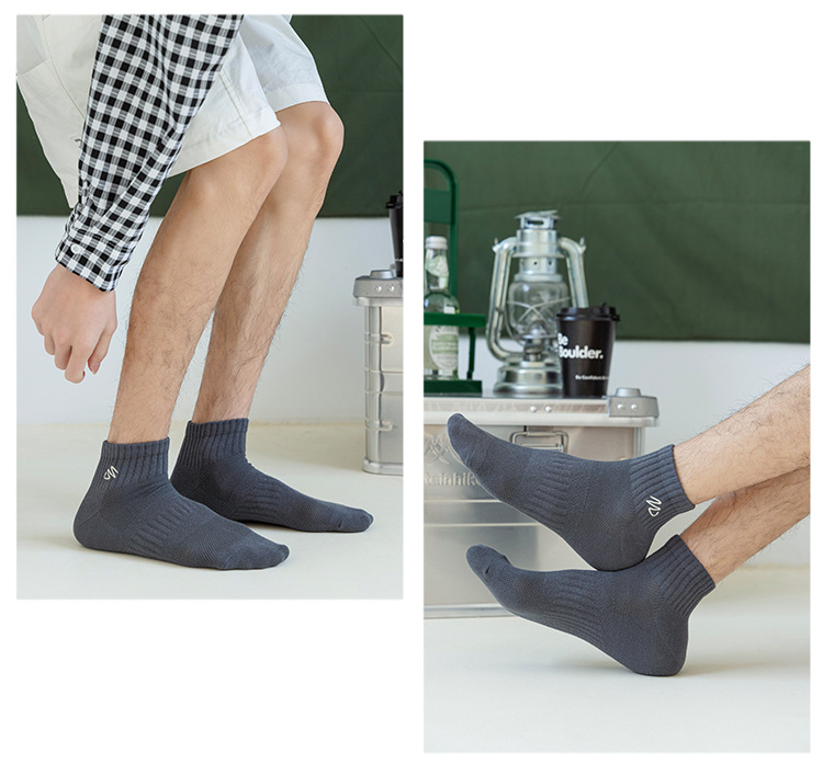 短袜男士春夏季刺绣纯色棉袜 低帮短筒休闲网眼袜子男船袜现货批详情13