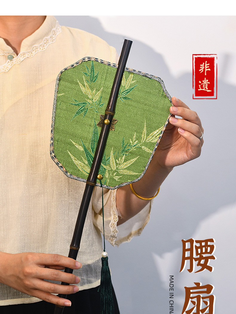 Intangible cultural heritage waist fan diy material package, Chinese-style handcrafted ancient style, rollable and foldable Hanfu gift round fan, Chinese-style fan pic 7