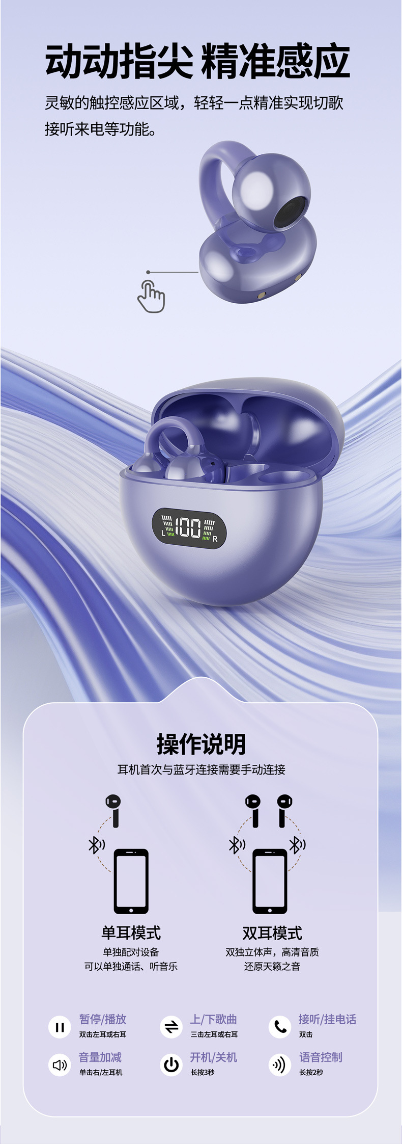 跨境新款柏林之声高颜值aemai蓝牙耳机气传导耳夹式运动健身XR30详情13