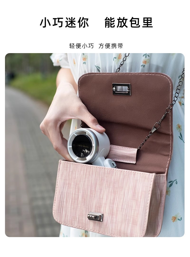 迷你手持涡轮小风扇N607数显风力usb充电便携折叠挂脖高速5挡暴力详情9