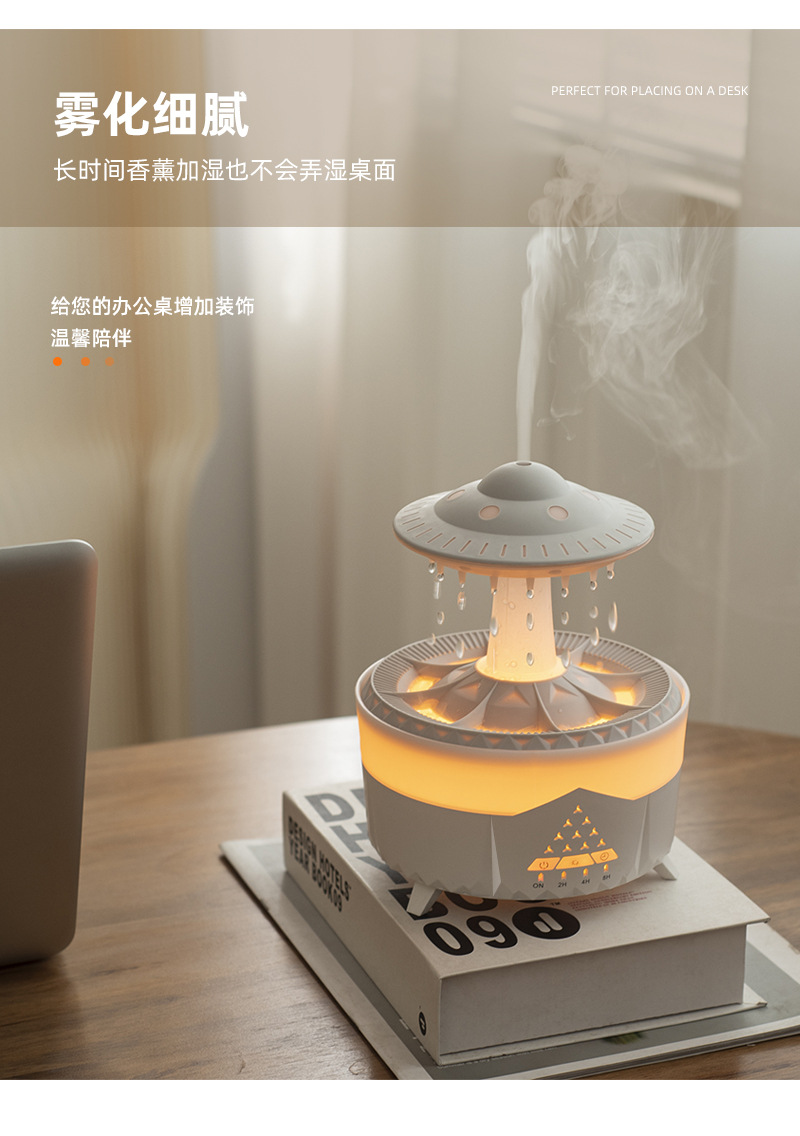 Cross-border new water drop aroma diffuser, humidifier, home thick fog volume, desktop silent remote control essential oil diffuser pic 17