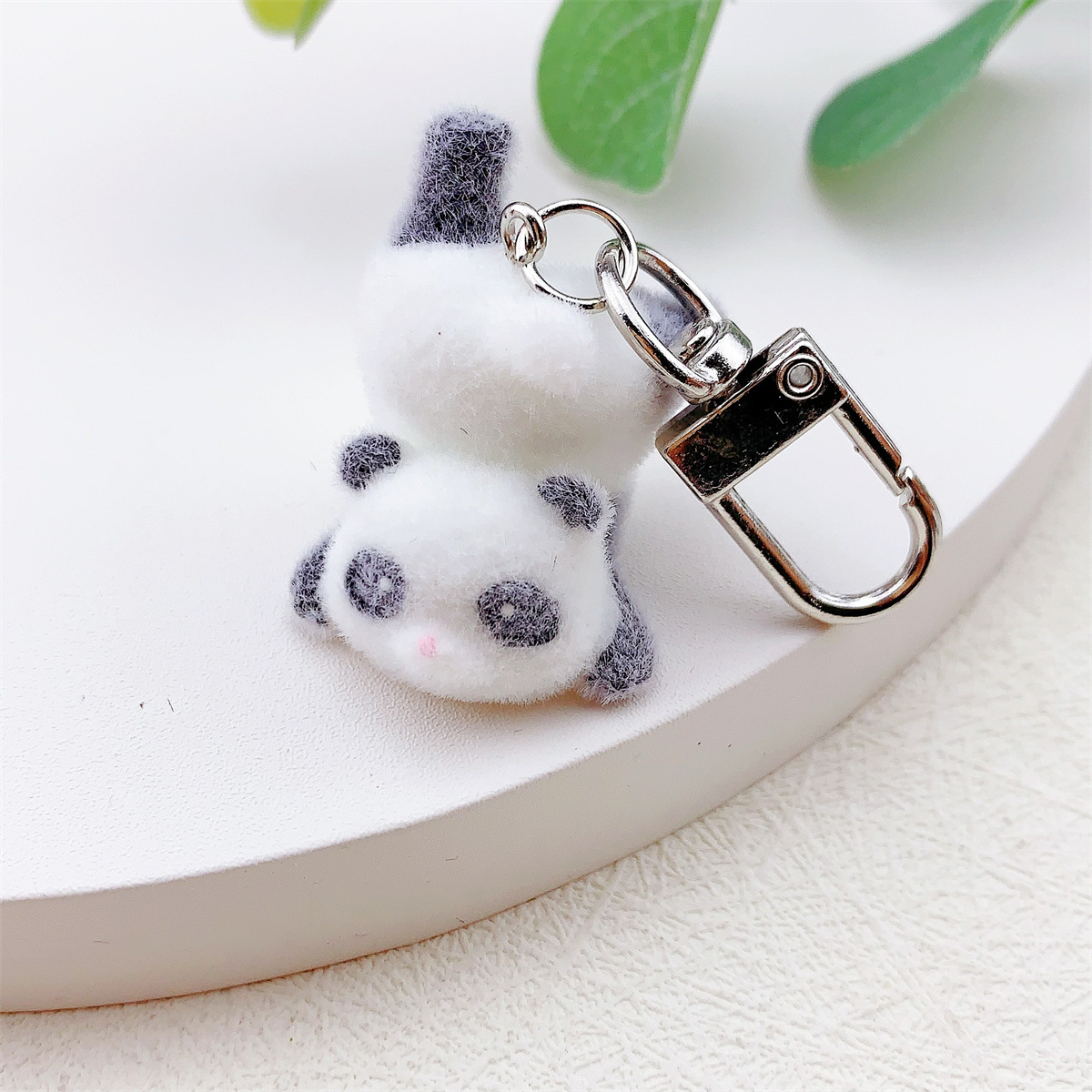 New resin flocking three-dimensional cartoon cute panda mobile phone chain keychain DIY accessory pendant pic 4
