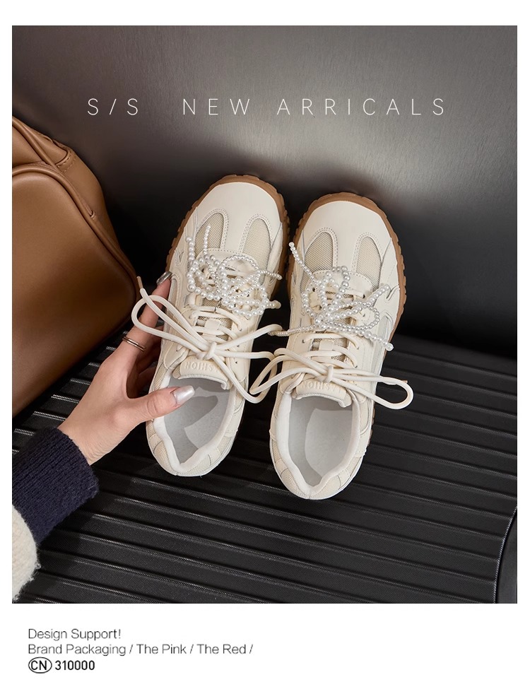 6CM内增高德训鞋女蕾丝珍珠夏新款银色厚底网面休闲运动鞋阿甘鞋详情19