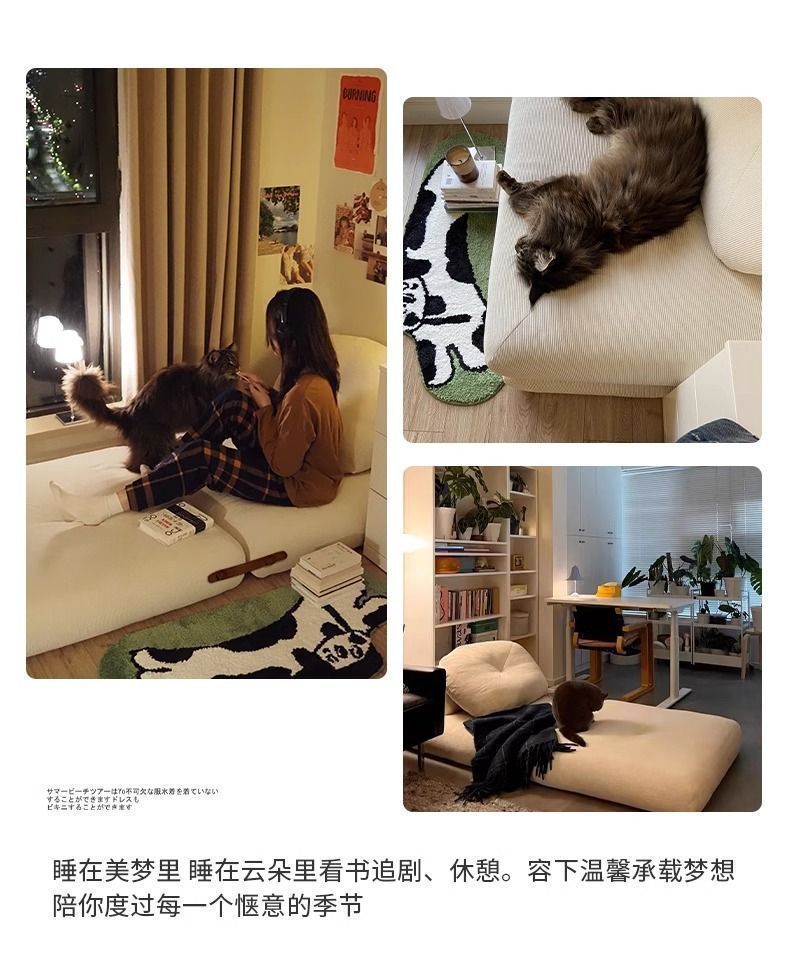 Single sofa, mochi sofa bed, small living room, folding, disassembly and washing, tatami dual-purpose, cream tofu blocks, lazy person pic 1
