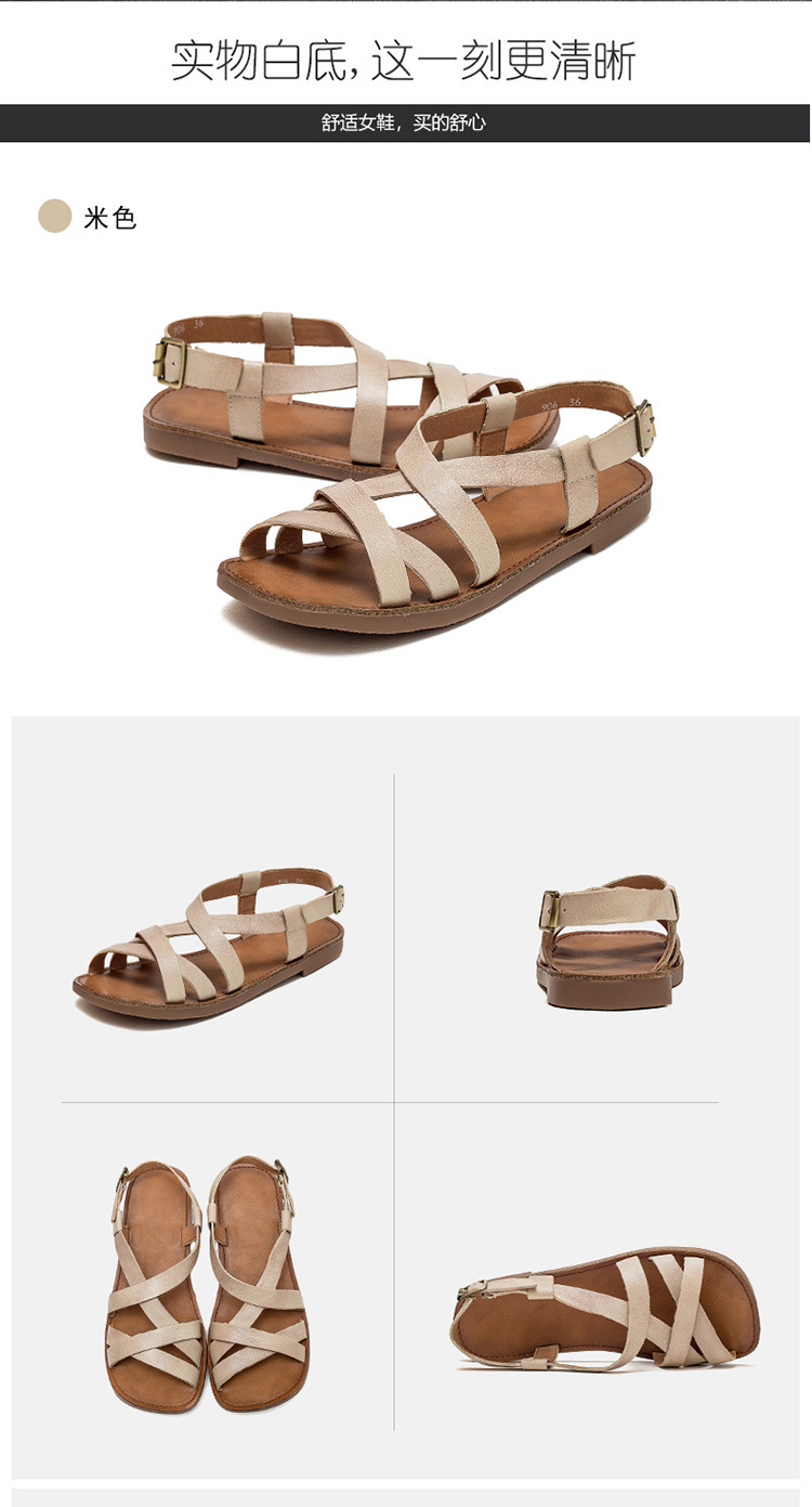 杰骤2025夏季新款罗马凉鞋女平底舒适露趾透气百搭一字带休闲时尚详情15