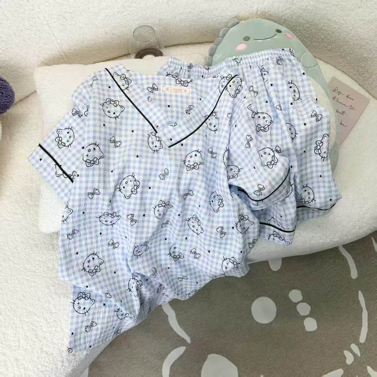 亚马逊休闲爆款夏季短袖云朵棉睡衣女宽松舒适ins抖音网红家居服详情18
