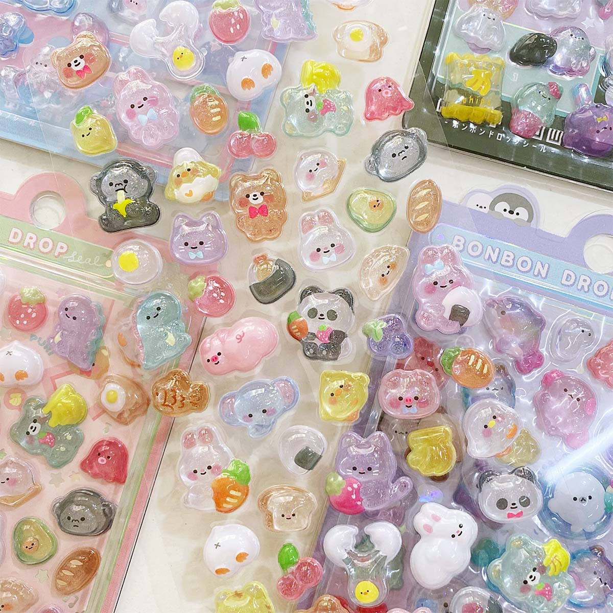 Wholesale of Japanese-style cartoon, beautiful 3d stereoscopic relief acrylic diamond and gemstone stickers for children and girls pic 3