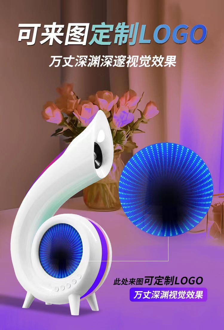 跨境新款深淵藍(lán)牙音箱氛圍燈化妝鏡鬧鐘多功能LED顯示屏無線音箱詳情13