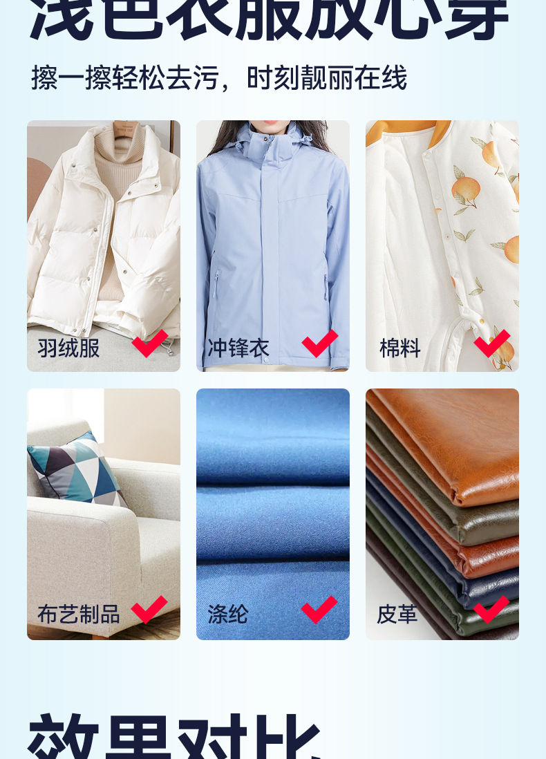 羽绒服湿巾衣物去渍清洁免洗湿纸巾去油污便携免洗小白鞋清洁湿巾详情12