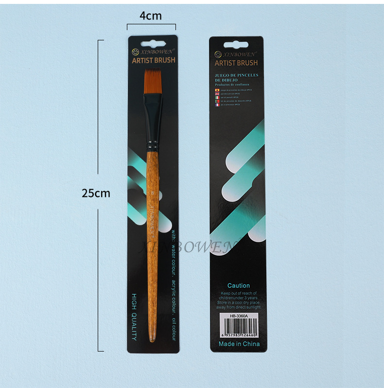 Wood grain stem flat-peak nylon brush oil painting brush, aluminum tube acrylic single-barrel painting brush, art studio watercolor pen wholesale pic 13