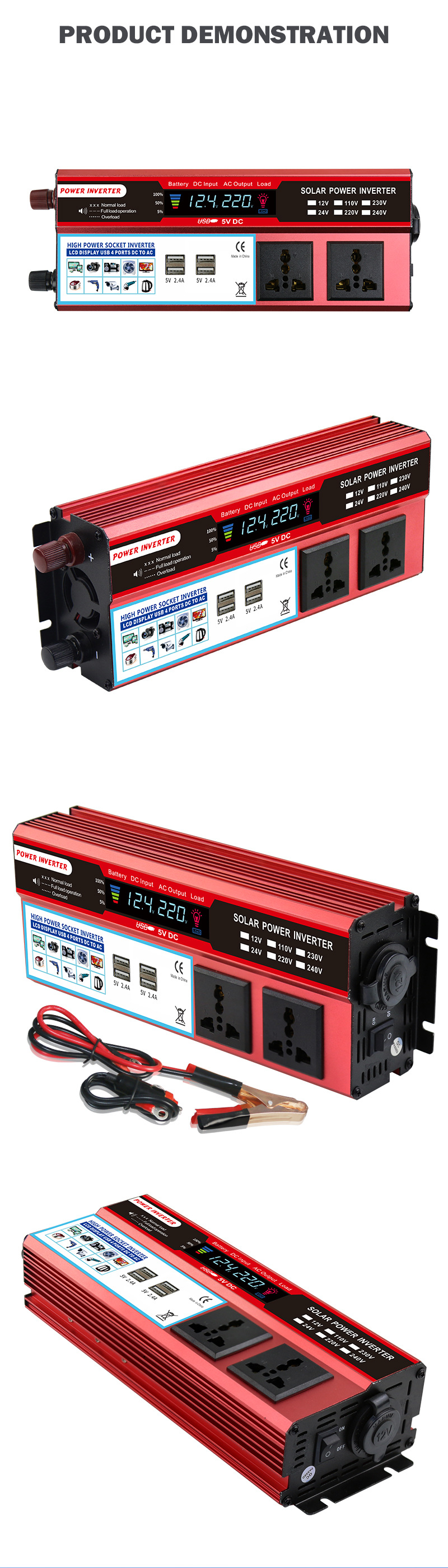 厂价直销 1500W 带LCD屏 带4USB 12转220V 光伏车载逆变器 DOXIN详情3