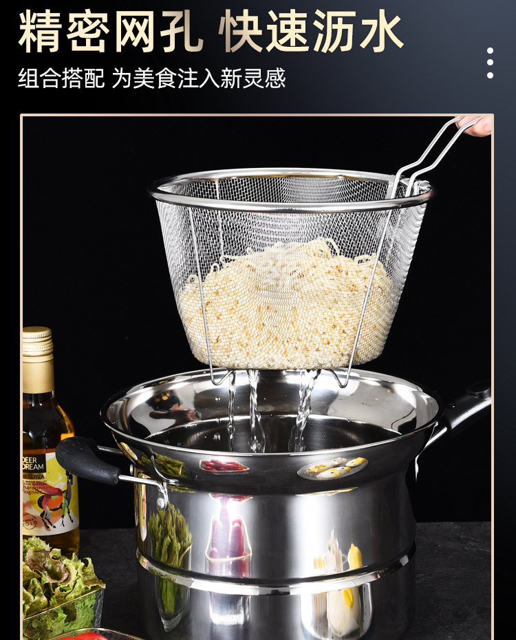 Factory direct supply of stainless steel household noodle soup pot, soup pot, single-bottom deep-frying and steaming soup pot, multi-functional cooking pot gift pic 7