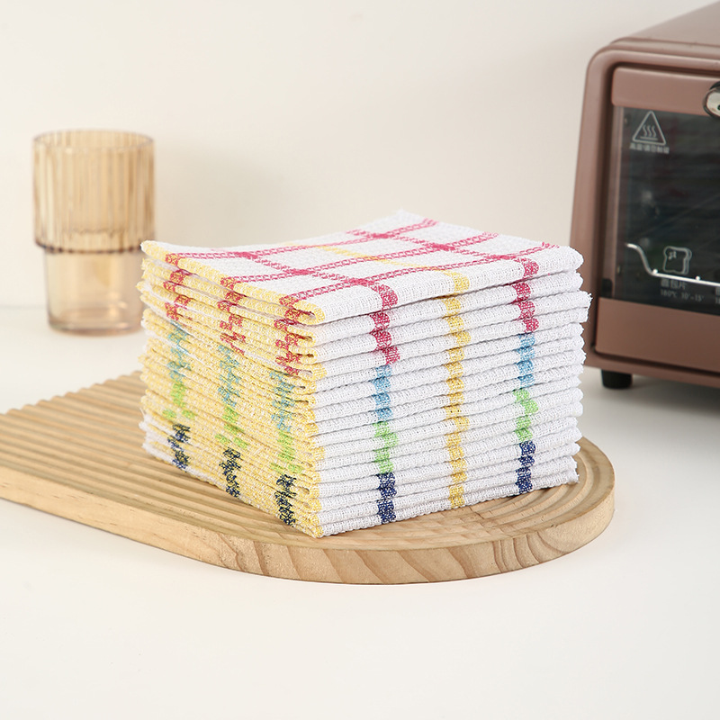 跨境双面格子洗碗布 家政常用厨房用品清洁抹布 耐用格纹清洁布详情2