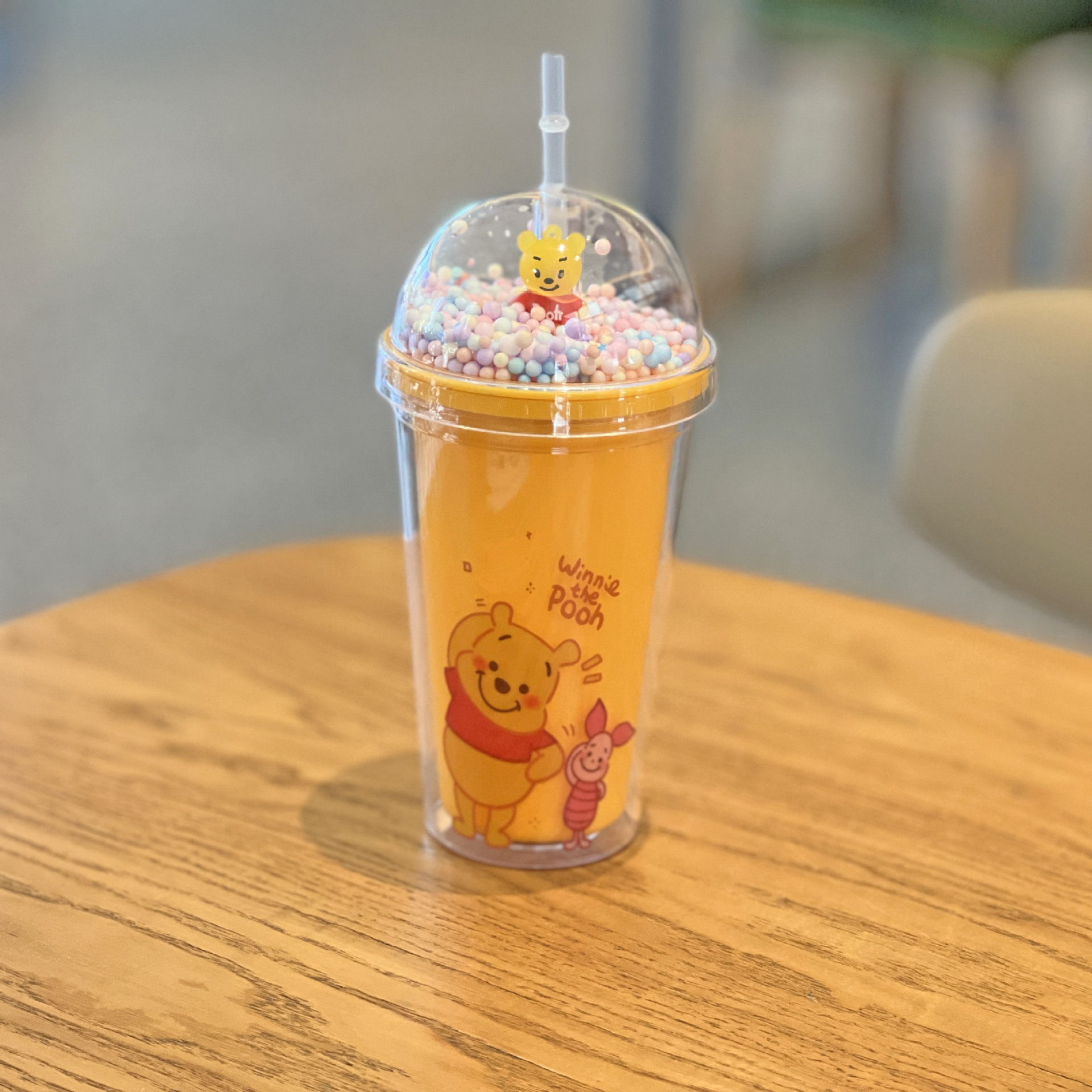 跨境新款冰裂碎冰杯双层塑料水杯批发网红卡通小熊塑料吸管杯茶杯详情12
