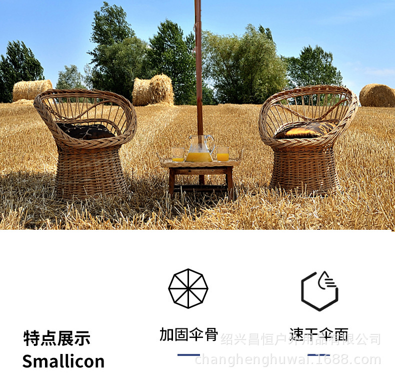 户外仿真稻草伞沙滩庭院户外遮阳稻草伞仿真稻草防晒农家乐茅草伞详情2