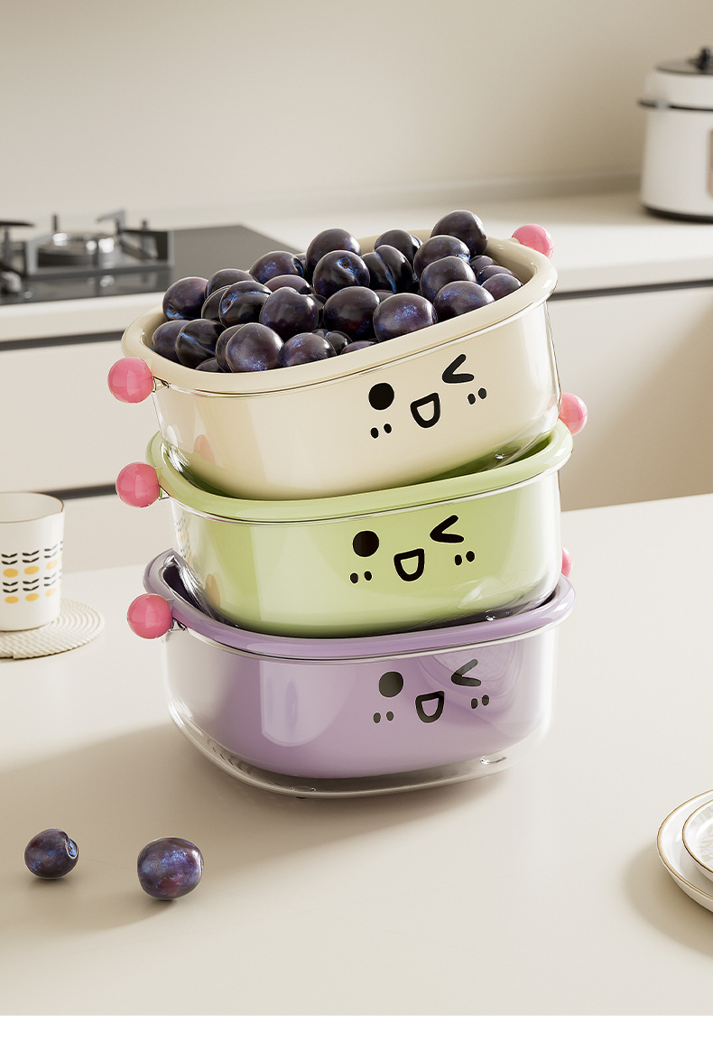 洗菜盆沥干篮双层设计多功能水果盘厨房大号可倒置防尘果蔬沥水篮详情17