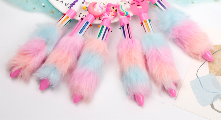 Creative 6-color ballpoint pen, Swan Rainbow plush pen, personalized stationery, creative shape 6-color unicorn signature pen pic 12