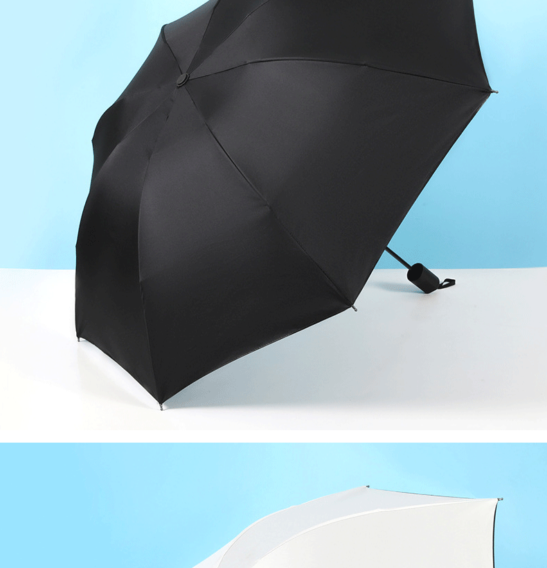 Automatic UV umbrella advertisement, sunshade umbrella, black rubber folding umbrella, sun protection umbrella, UV protection wholesale, can be printed with LOGO pic 13