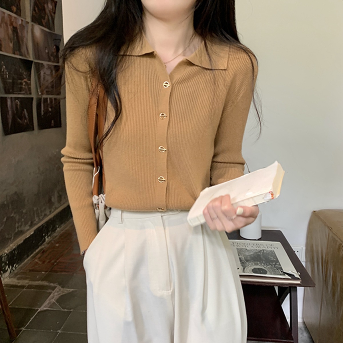 polo领内搭打底针织衫毛衣女秋冬2023新款早秋设计感别致独特上衣详情3