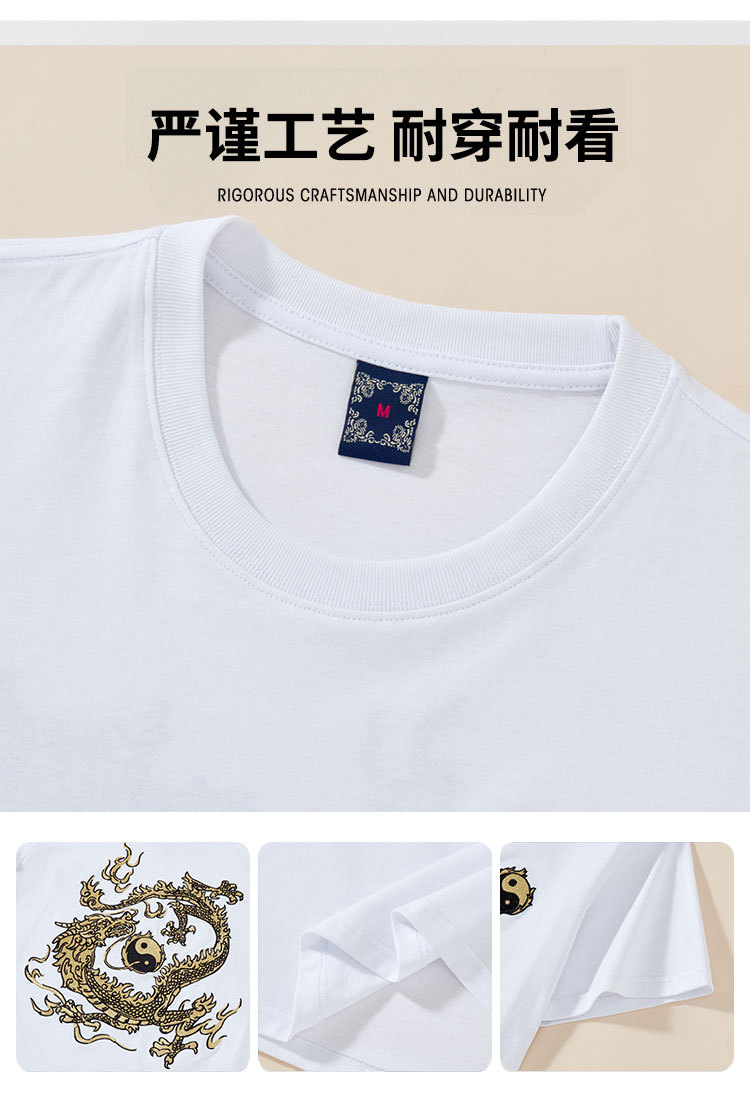 New short-sleeved T-shirts for men, heavy embroidery, all-cotton round neck, loose and large-sized casual trendy couple shirts, custom-made and wholesale pic 2