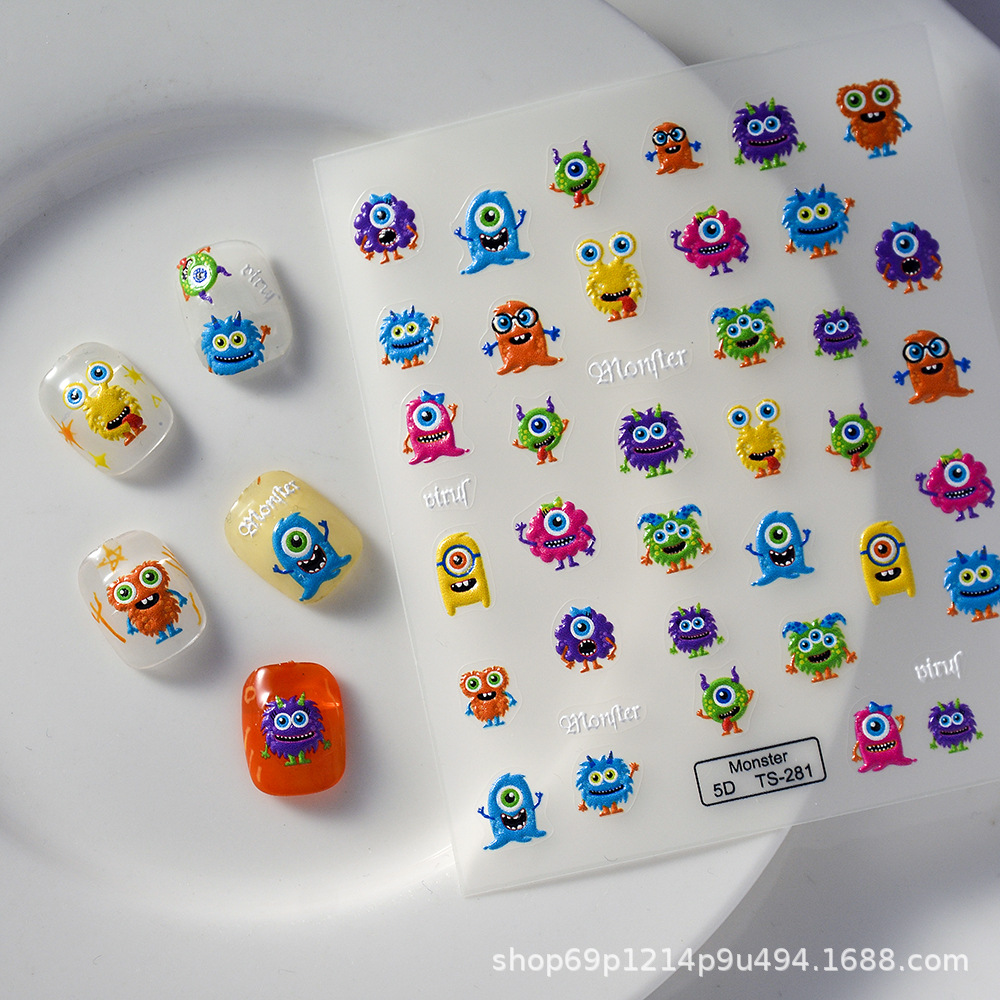 T.Nails 美甲装饰卡通昆虫贴纸薄透立体甜美复古指甲贴手账小怪兽详情3